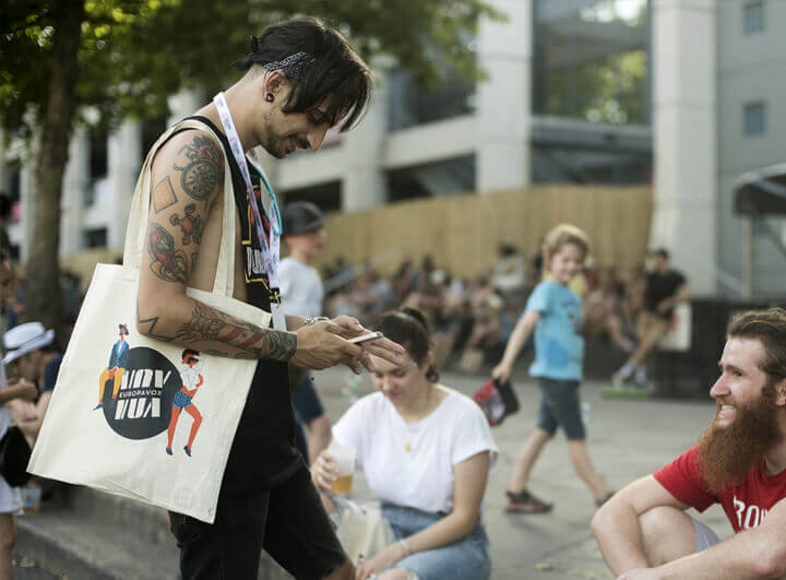 Festival goer with Europavox Festival 2019 bag