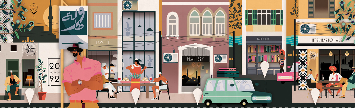 Illustrated characters Beyrouth