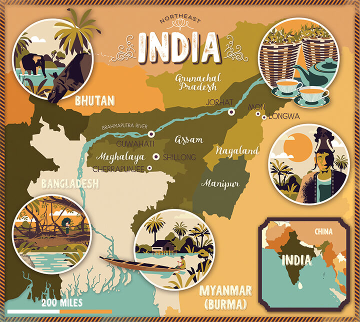 Illustrated map Lonely Planet India