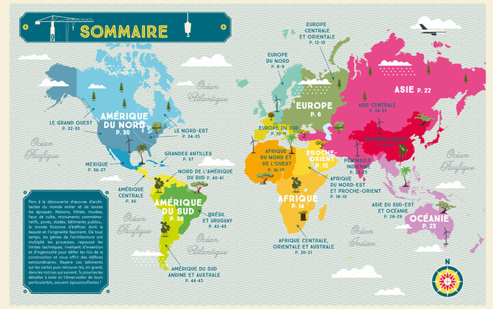 Monument Atlas Architecture illustrated world map