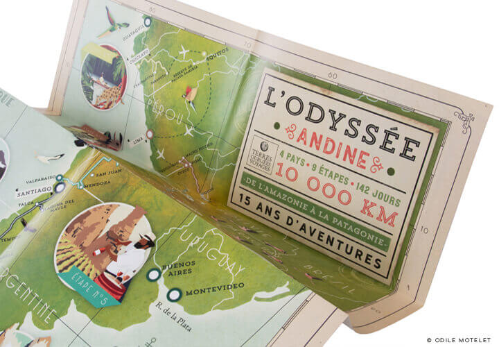 Illustrated map L'Odyssée Andine for Terres Oubliées